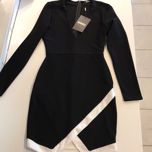Misguided Plunging Neck Tight Black Dress